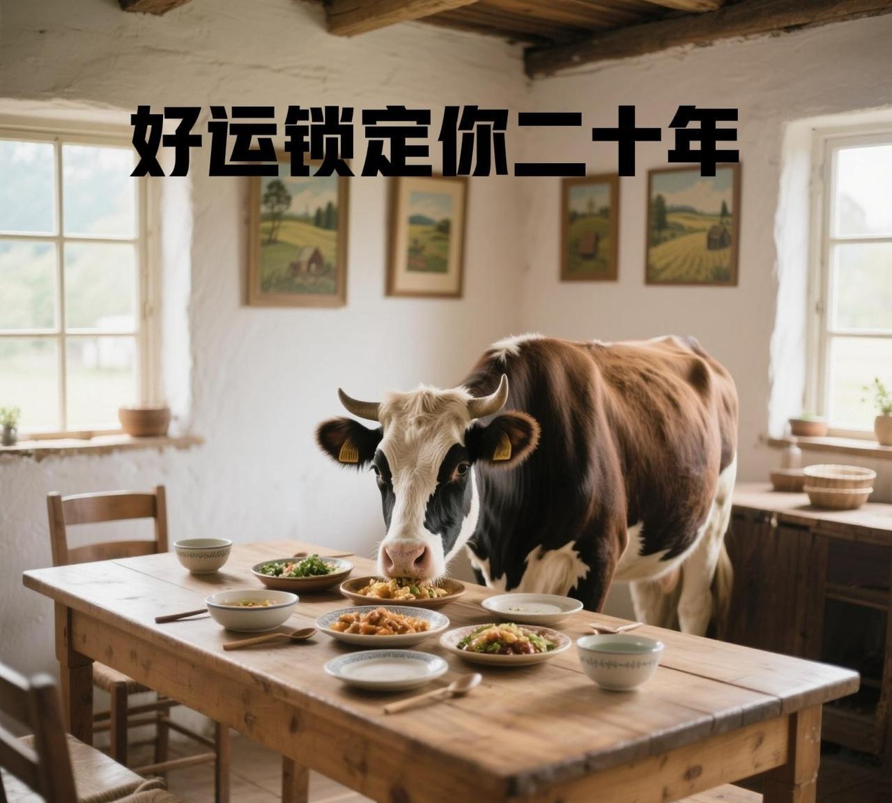 生肖牛
命运的转机就在眼前！
大声喊出“家宅康泰，福瑞盈门”，
一旦留下，顺心顺