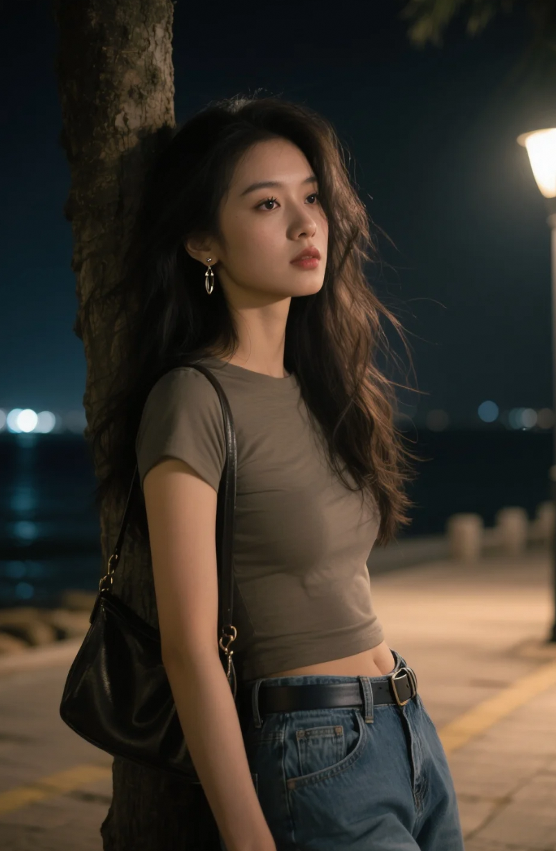 小姐姐往那儿一站，连树影都学会了温柔