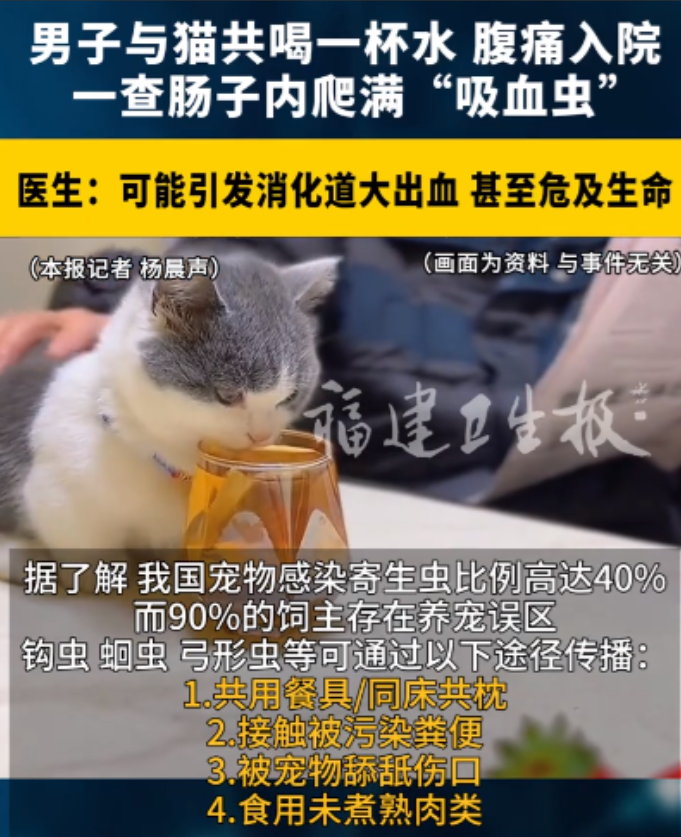 养宠物的要注意了！福建福州，一男子出于好心，领养了一只流浪猫，结果，1个月后频繁