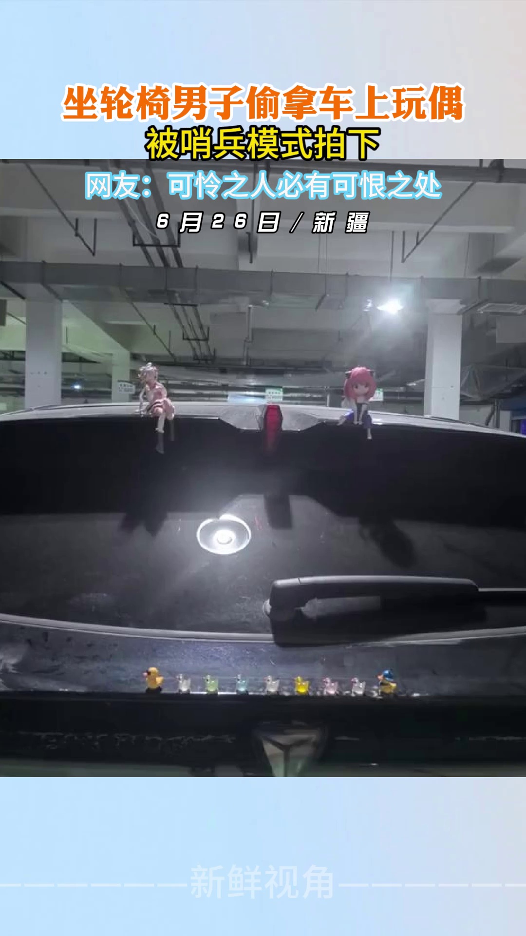 坐轮椅男子偷拿车上玩偶 被哨兵模式拍下
