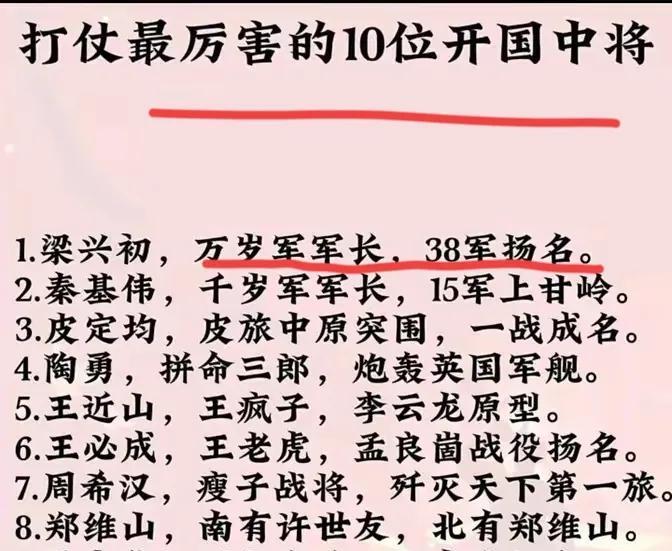 打仗最厉害的十位军长，那么谁最有名呢？
在解放战争抗美援朝时期，我党从涌现许多的