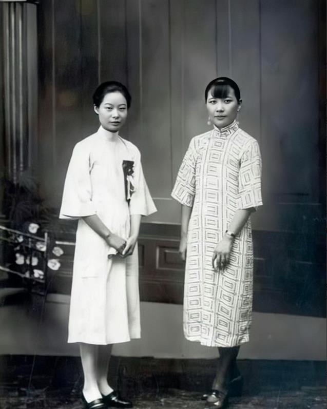 1931年，民国两位“总统夫人”的合影照片，左边的是李宗仁的二夫人郭德洁，右边的