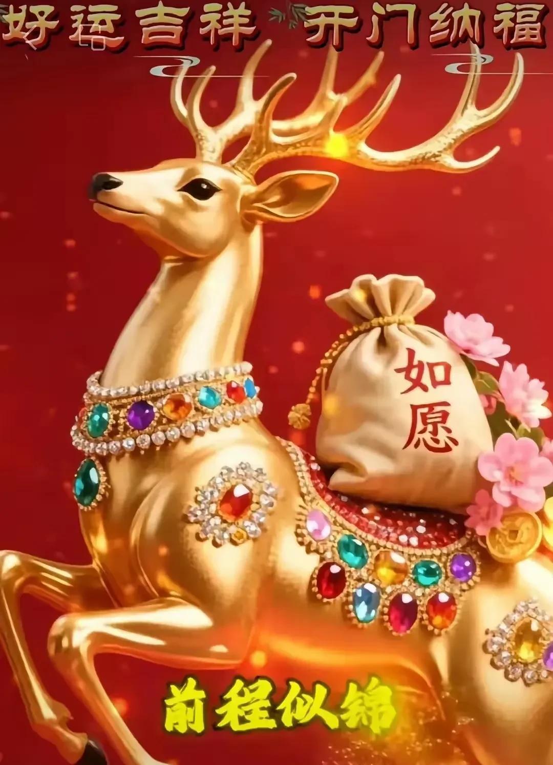 金鹿迎福，好运如愿，前程似锦！