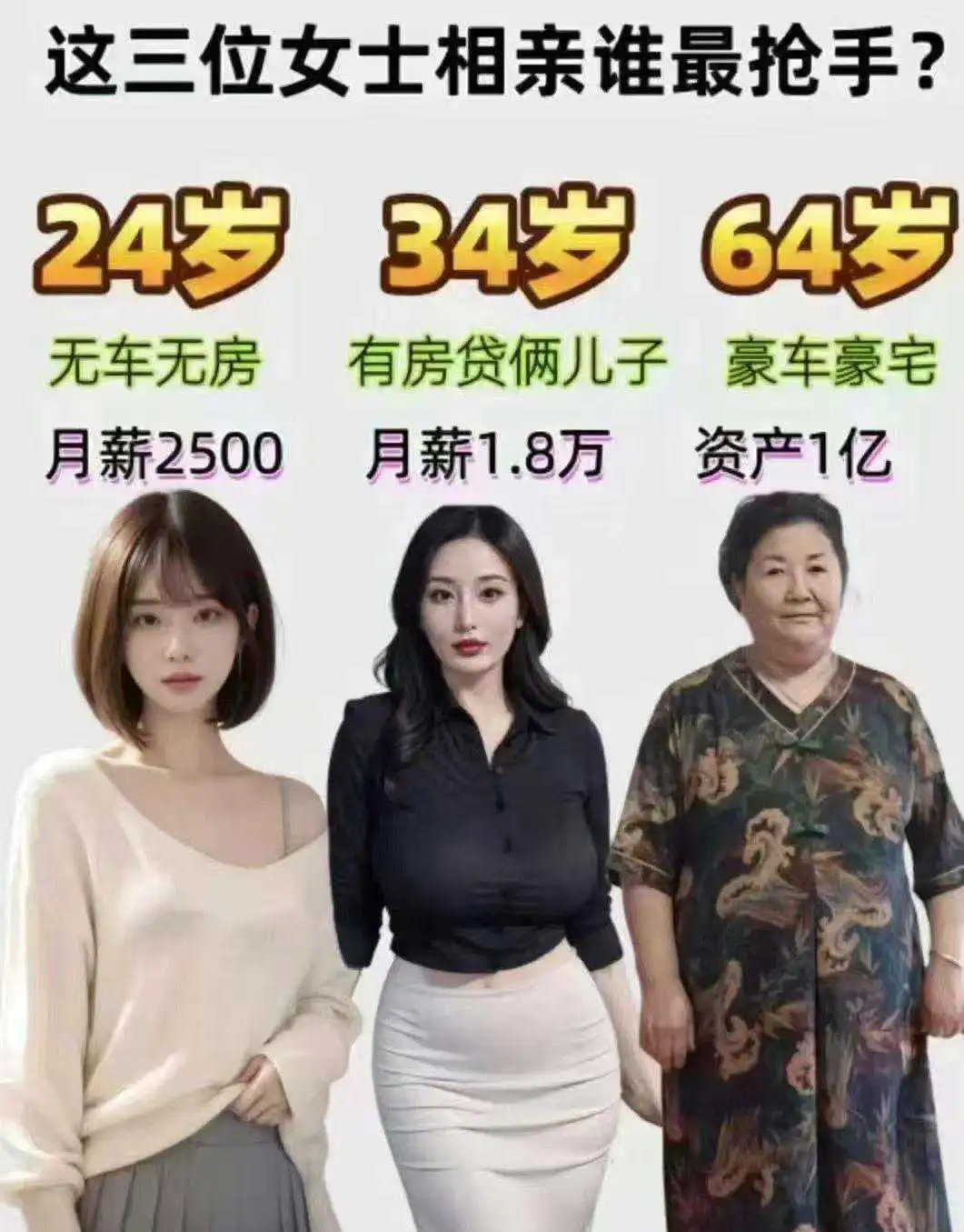 这三个女生，谁在相亲市场最抢手？

