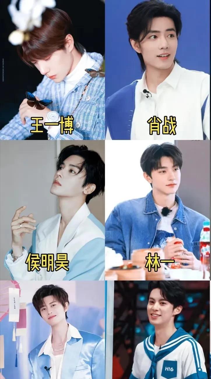 内娱六位美男子，大家喜欢谁的作品？
1.王一博
2.侯明昊
3.任嘉伦
4.肖战