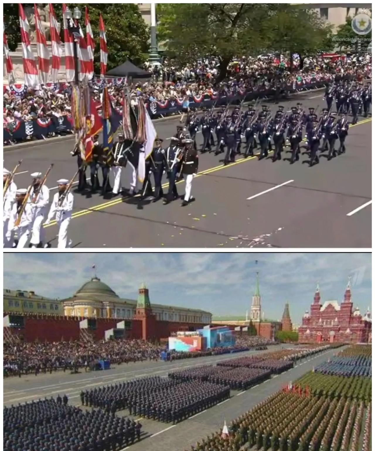 美国的阅兵随性自由，俄罗斯的阅兵庄严肃穆，但你不可以说美国的军队不像俄罗斯有战斗