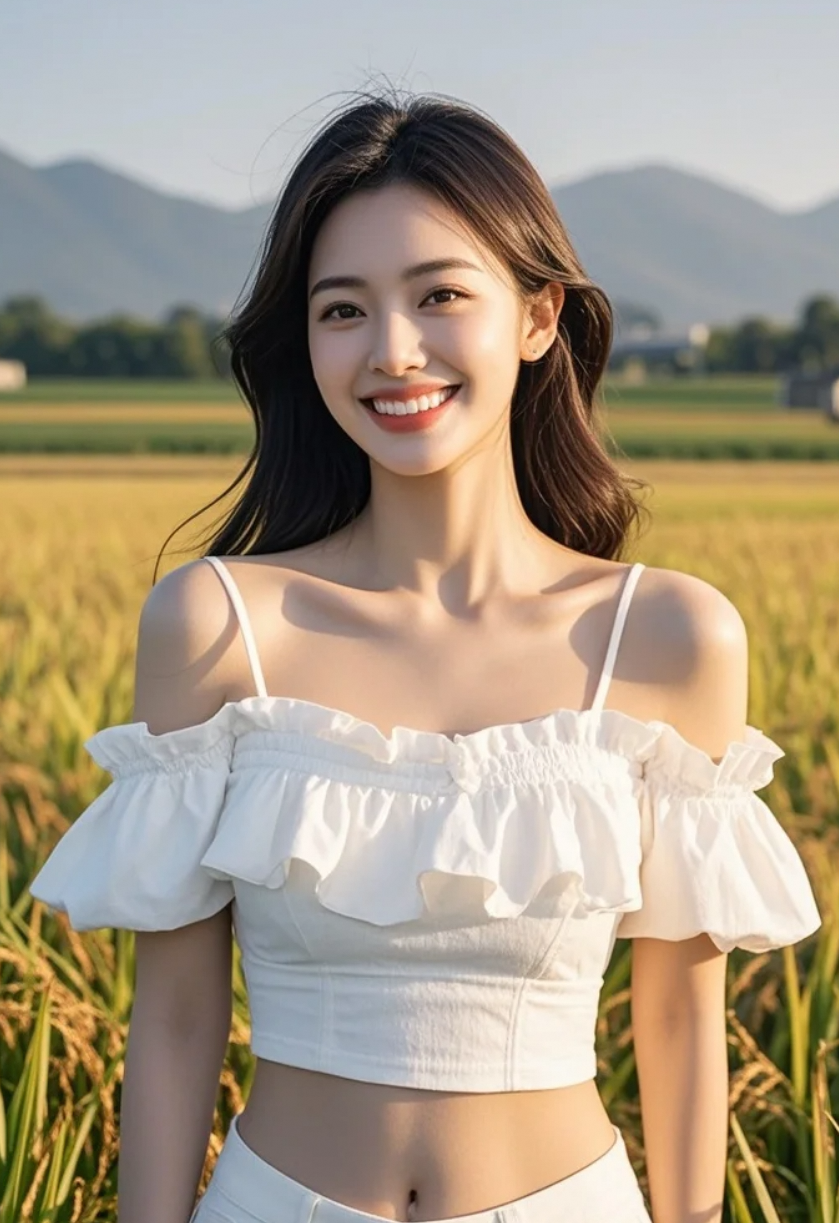 她静立如画，连风都放轻了脚步，怕惊扰这份宁静。