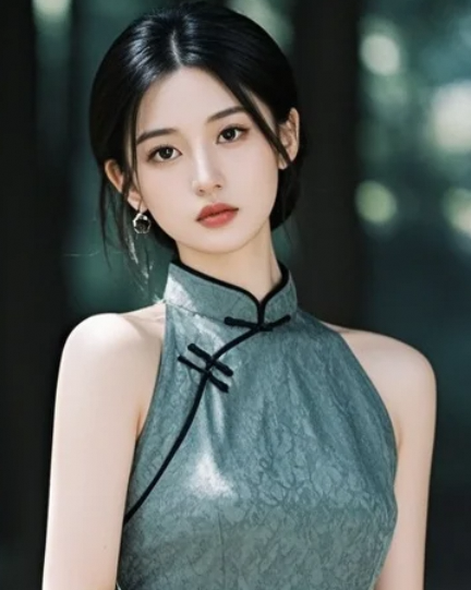 穿旗袍进树林，你以为我在拍写真？其实我在等你看我。