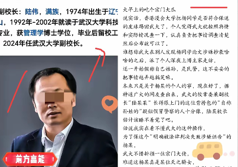 好家伙，武大副校长这瓜熟吗？
某博主实名举报杨姓女学生学术不端，这本该是严查学术