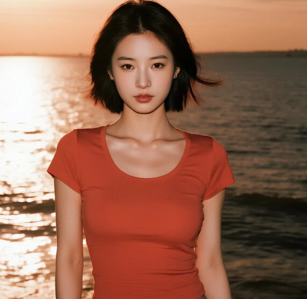 美丽的海滨漫步：黄昏时分的浪漫约定