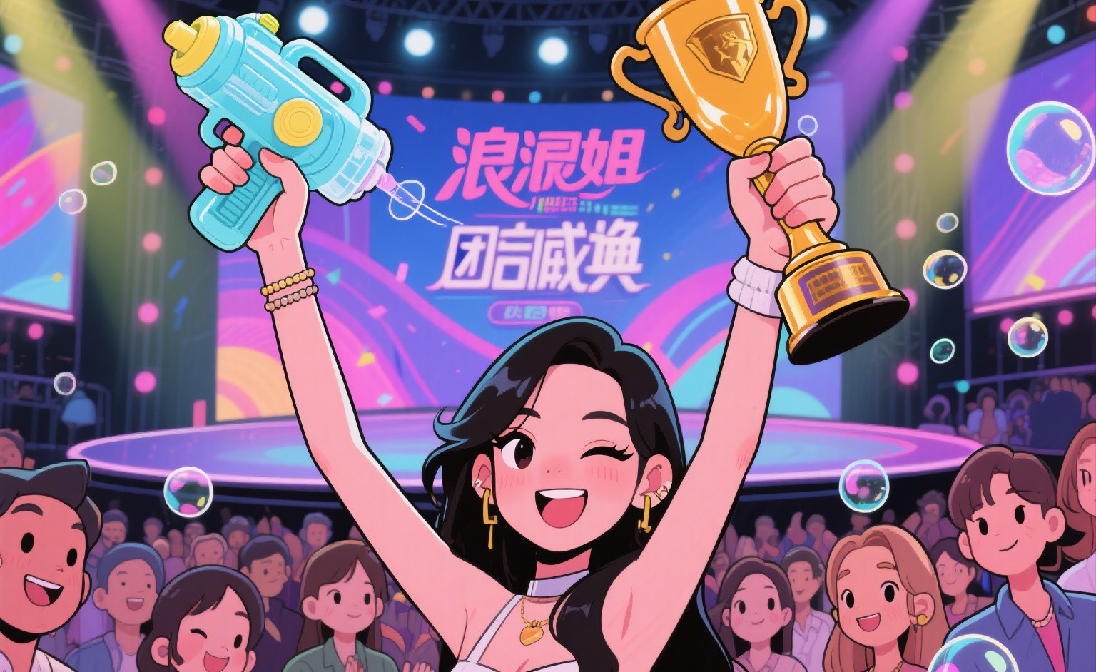 浪姐奖杯太敷衍了。

浪姐成团夜

本来是姐姐们的高光时刻，

没想到被奖