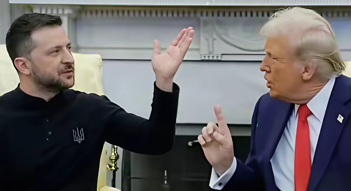 泽连斯基：再逼我，削你，信不信？

特朗普：动我一下试试？别忘了这是在谁的地盘！