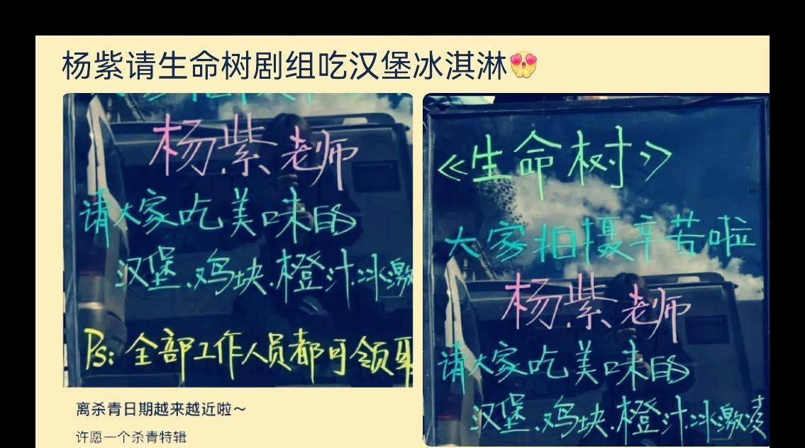 内娱里要说最壕的，那非杨紫莫属！别家在剧组请客顶多一杯饮料，她倒好，一请就是堆积
