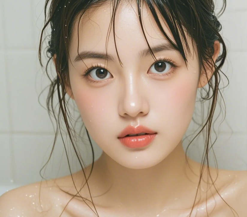 甜系少女浴缸托腮笑 泡沫半遮更显腰臀曲线