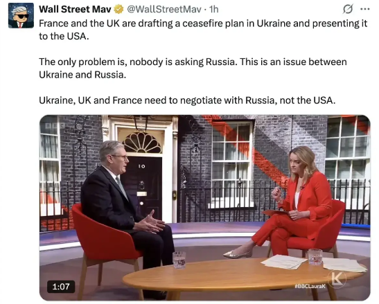 “法国和英国正在起草乌克兰停火方案，并提交给美国。
唯一的问题是——他们压根没问