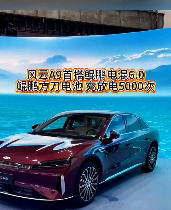 风云A9首搭鲲鹏电混6.0，鲲鹏方刀电池充放电5000次。