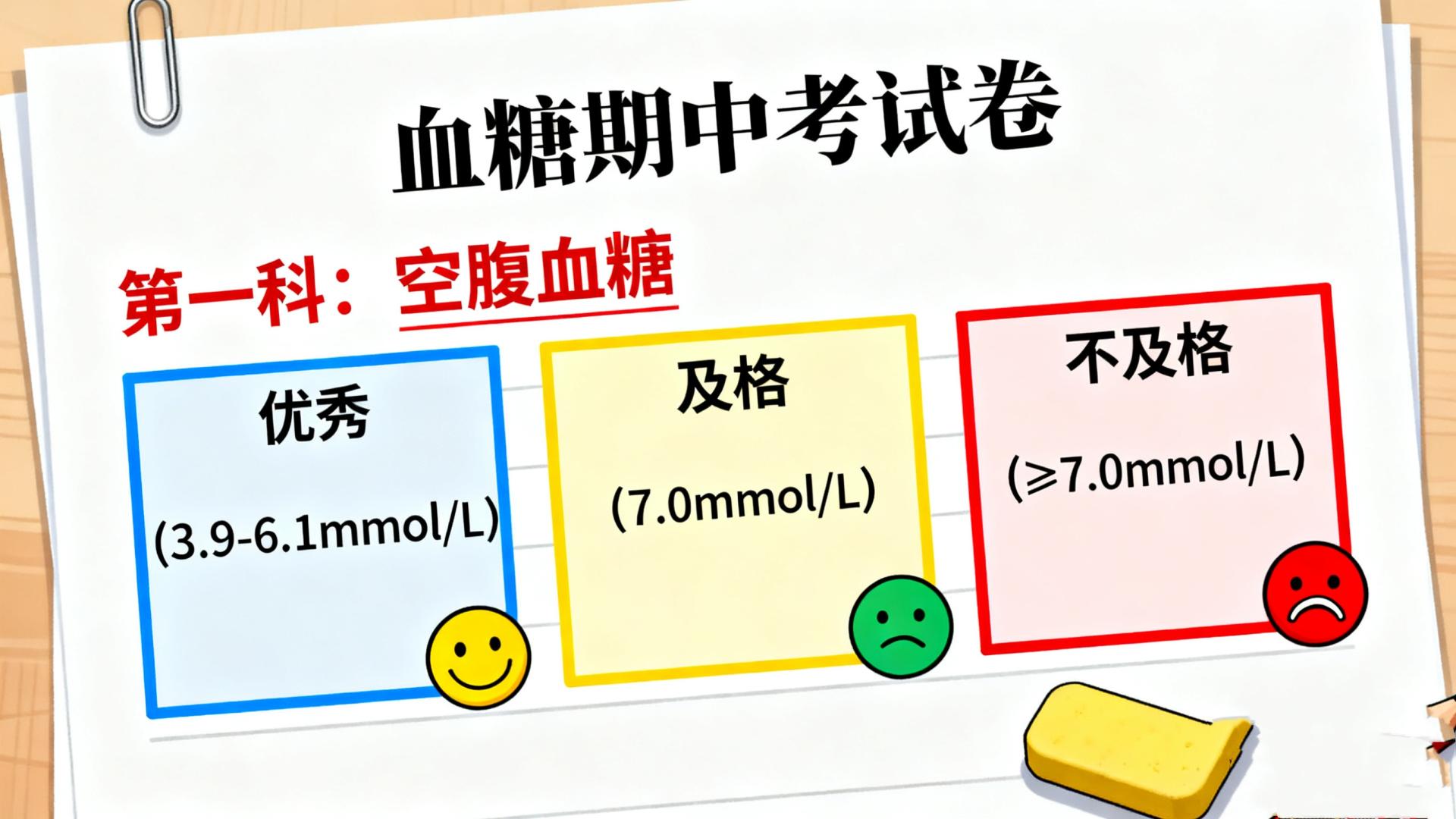 血糖控制‘及格线’公布！看看你的空腹、餐后‘考’了多少分？