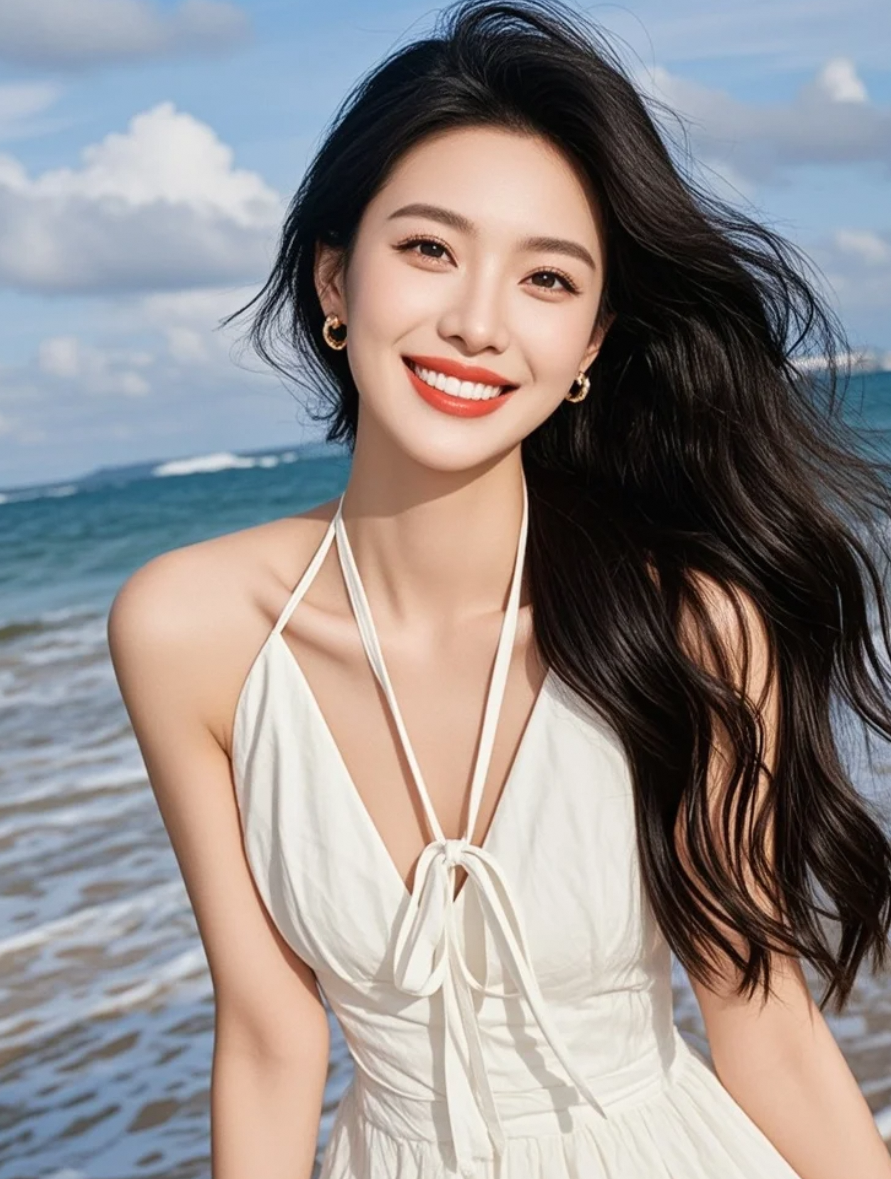 白裙的褶皱，记录着海风的形状