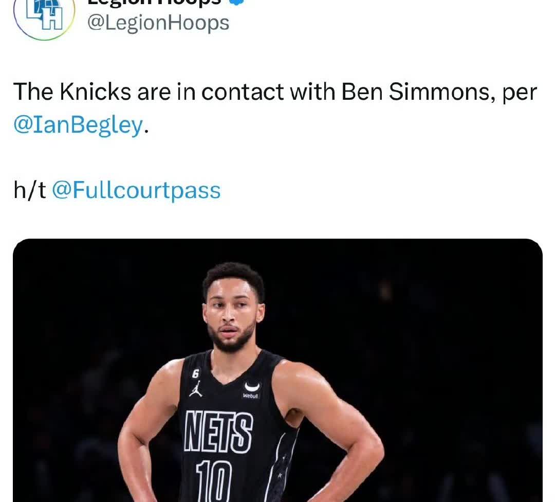 尼克斯疯了！！！本-西蒙斯或有可能继续留在NBA！

根据大苹果城记者消息透
