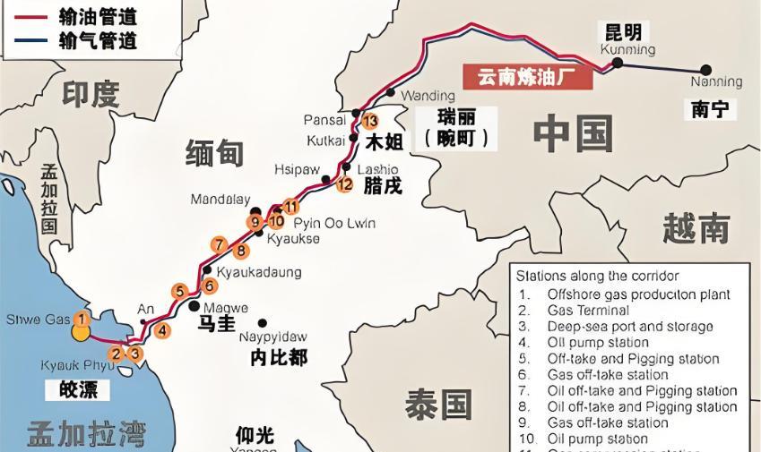 中缅油气管道经过缅甸地震带，在缅甸八级大地震当中，在曼德勒地区，存在受损的风险。