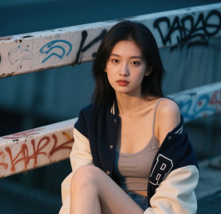 定格都市荷尔蒙：棒球夹克美人的眼神狙击