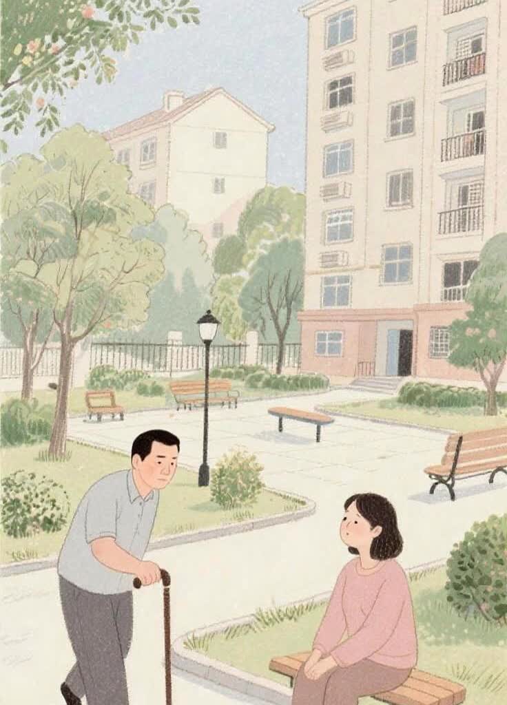 小区里有位拄着拐的中年男子。

大概是得过脑梗的缘故。

每天下午他都会