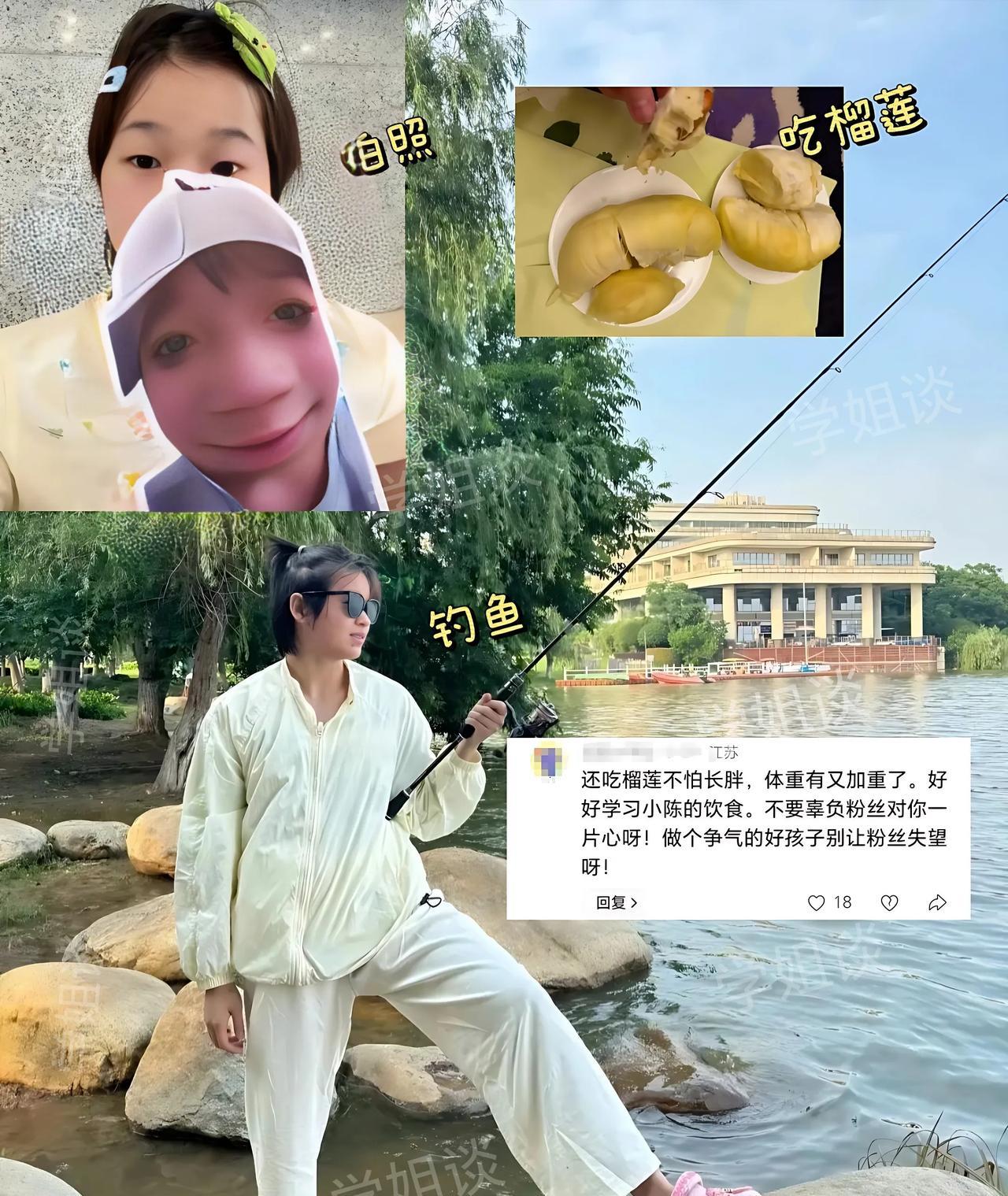 退赛后的全红婵钓鱼、遛狗、吃榴莲，看似很开心，一个细节就能看出她在装坚强。
5月