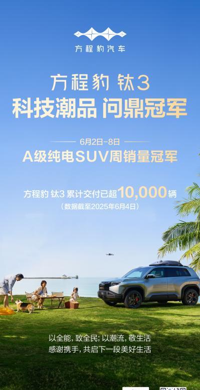 6月首周新能源汽车销量榜大洗牌，成立仅18个月的方程豹发起了“豹式突袭”。方程豹