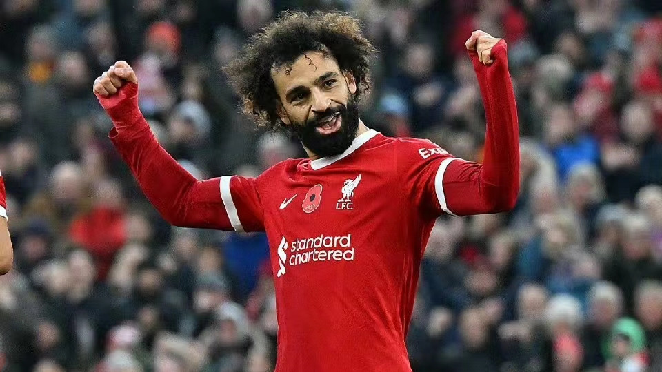 萨拉赫是英超历史第三位连续15场在主场