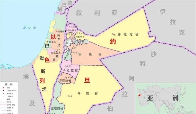中东问题确实很奇怪。
从地图上看，以色列这个国家被众多穆斯林国家重重包围。
常理