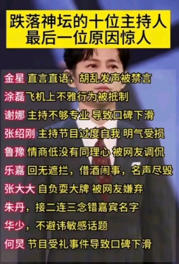 跌落神坛的十位著名主持人，时也、命也！
