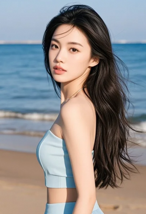 美女轻轻一笑，连背影都染上了暖色调光晕！