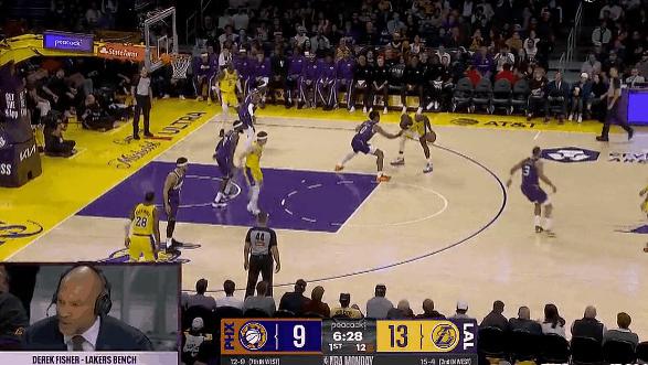 詹姆斯高难度翻身跳投打进拿到首分，湖人15-9领先太阳