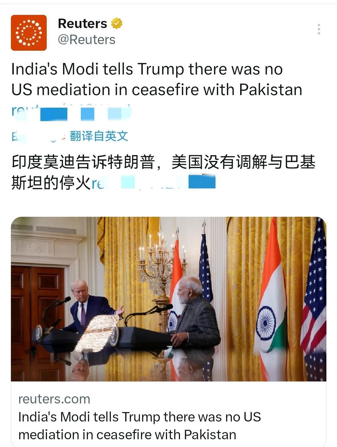 不是吧都过去两月了，莫迪还在对这事儿耿耿于怀。
当时的印巴冲突，双方突然就不打了