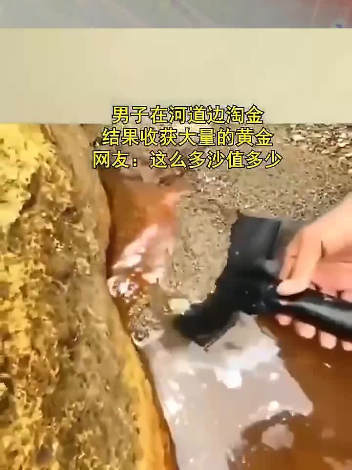 男子在河道边淘金，结果收获大量的黄金。网友：这么多沙值多少？
素材取自网络，注