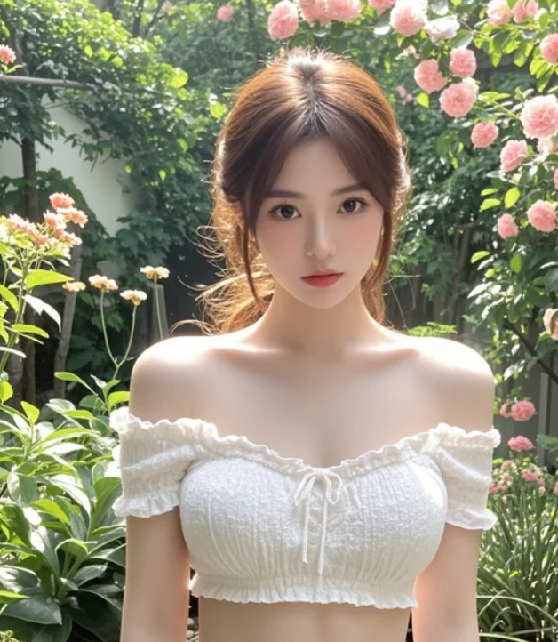 花园中的倩影，美得令人屏息