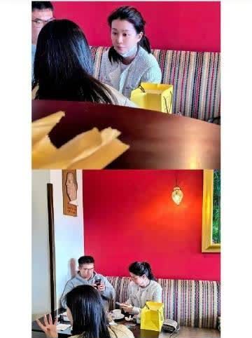 网友澳门咖啡店偶遇乔欣和一男子路透图 男的应该就是她老公豪门鸿荣源二公子赖柏霖吧
