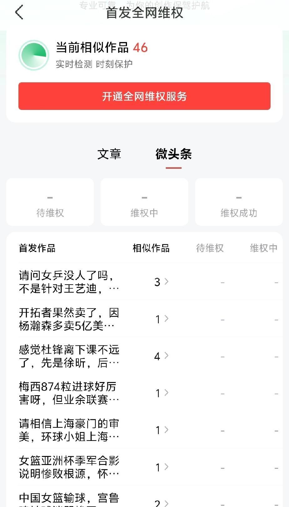 2.全网维权成功也没有额外收益，也没有流量补偿，那图什么，只是为了原创的头衔吗。