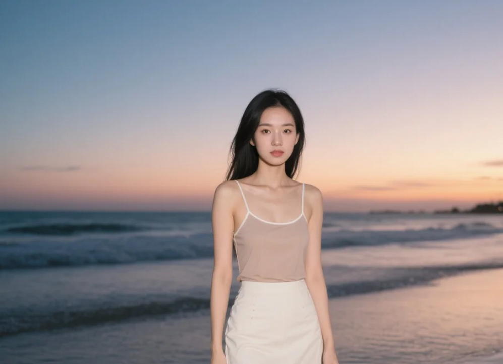 她迎着夕阳走来，把夏天写成了诗