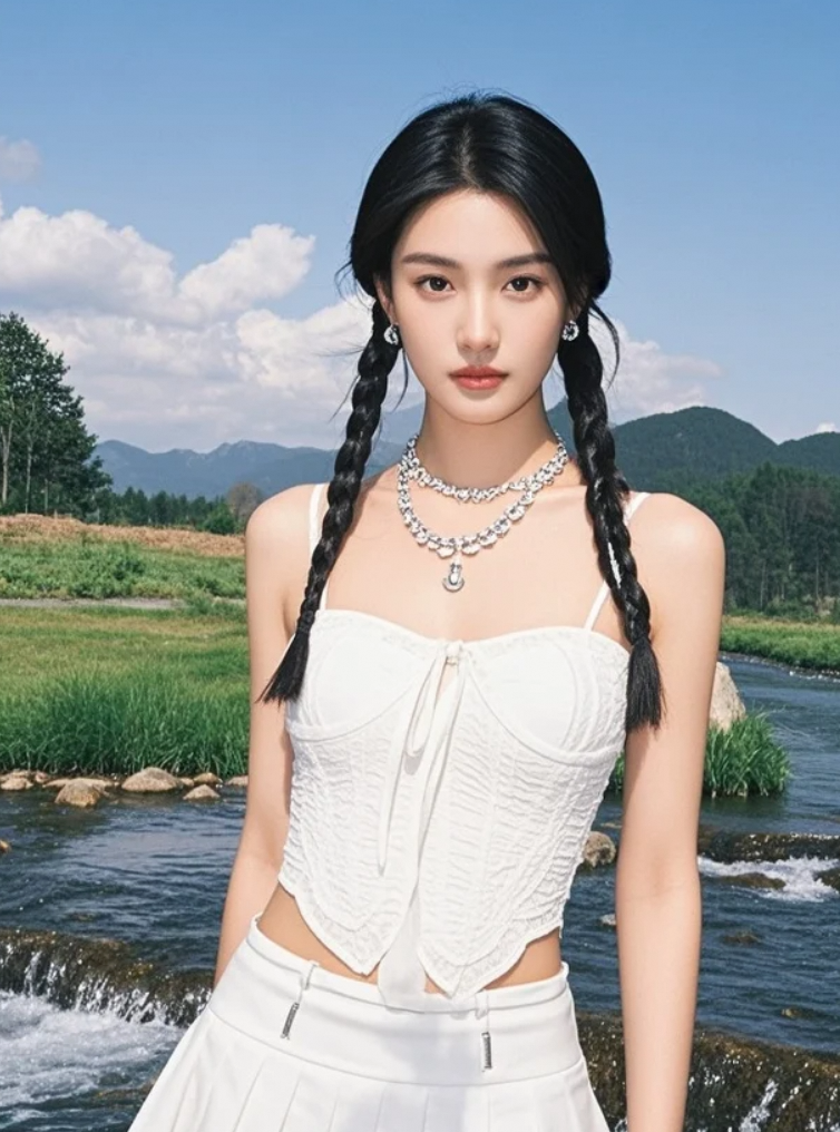 水是流动的绸缎，她是立于其上的仙子，足尖轻点涟漪。