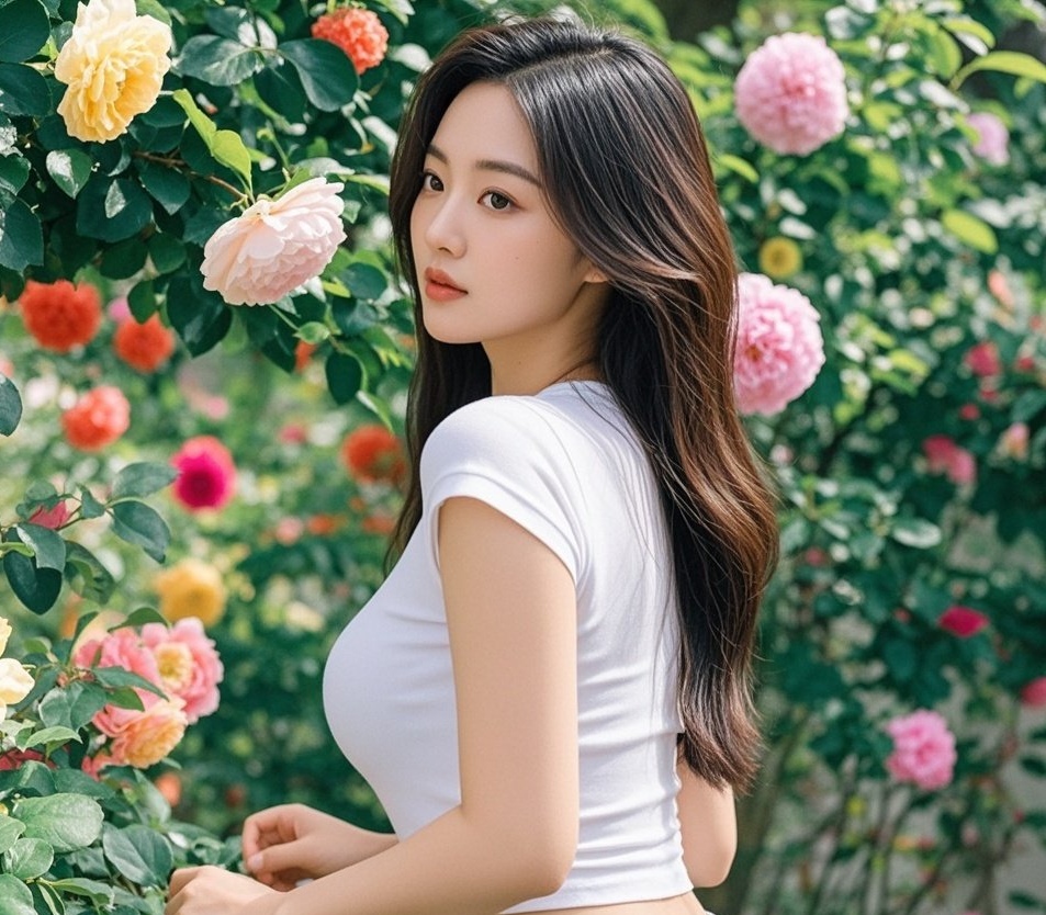 花园漫步显风情，丰盈体态醉人心