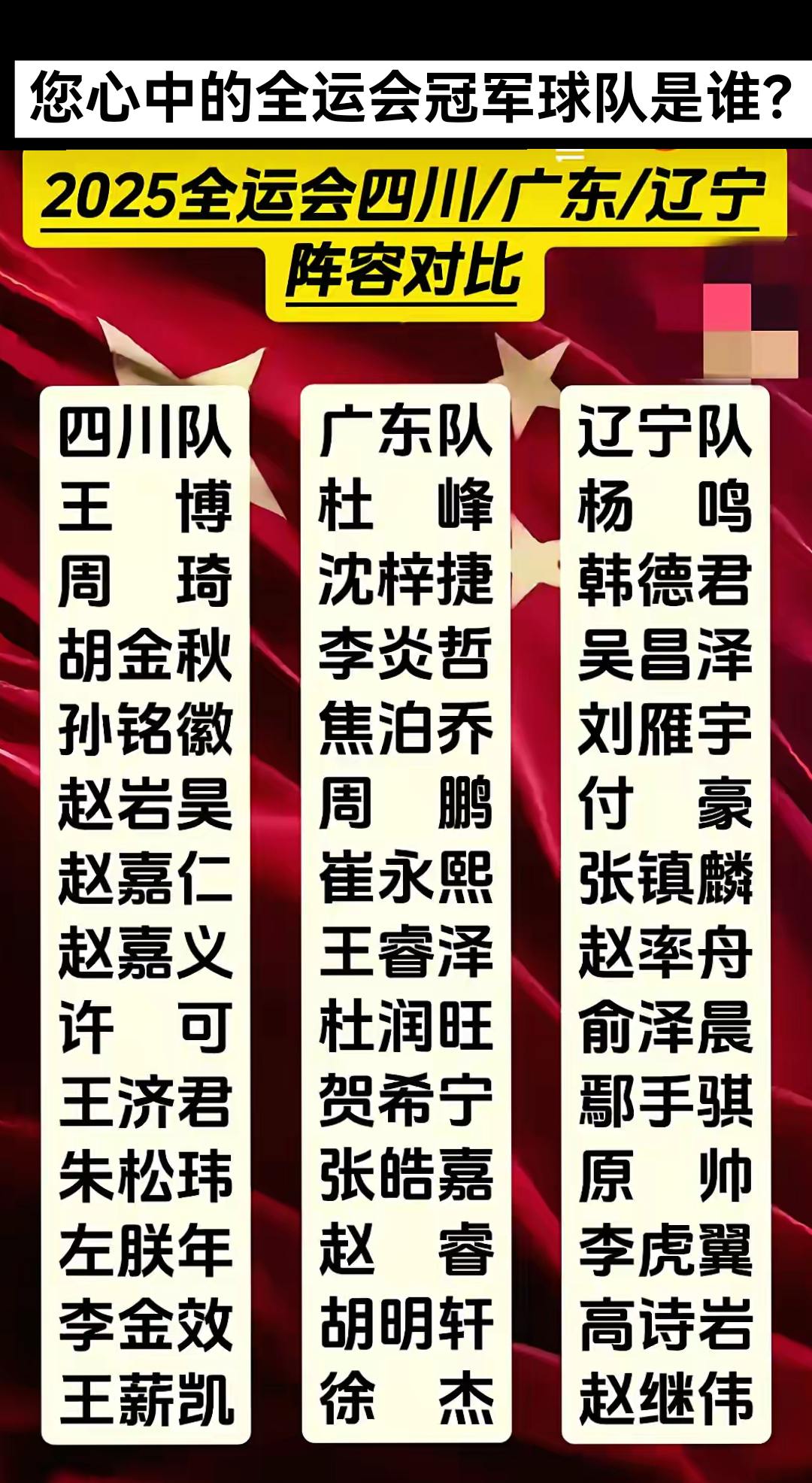 你心中的全运会男篮冠军球队是哪一支呢？