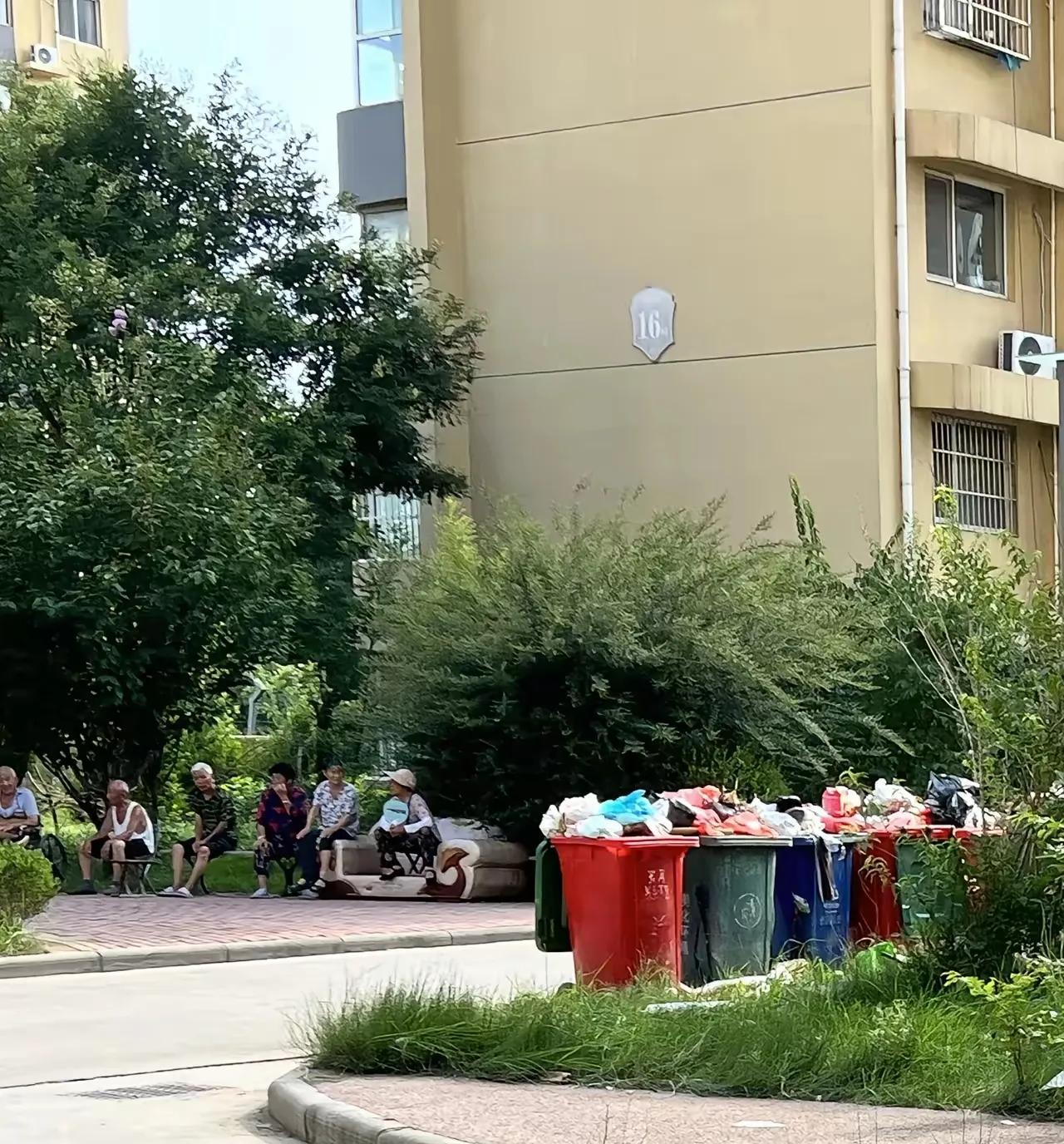 近日，有齐河一回迁小区垃圾桶堆满生活垃圾，天气炎热，垃圾的臭味更加浓郁，可谓是臭