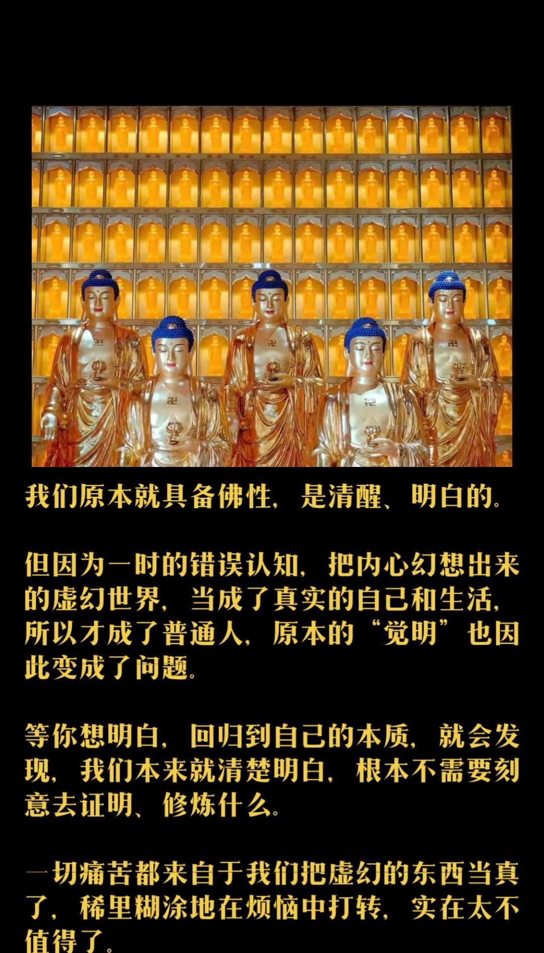 我们原本就具备佛性，是清醒、明白的。但因为一时的错误认知，把内心幻想出来的虚幻世