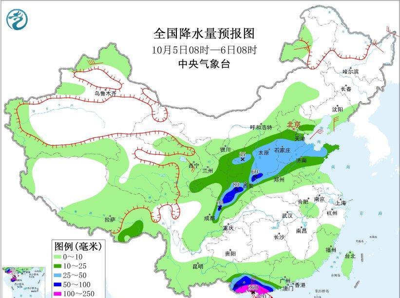 今天起受副热带高压北抬影响，北方主雨带将进一步北抬至华北中南部、黄淮北部地区，陕