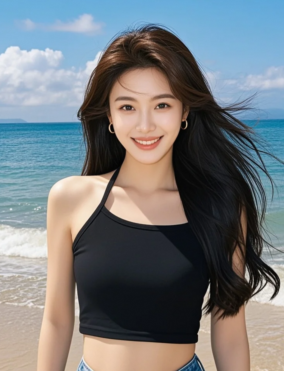 小背心配大海，夏天就该这样过。