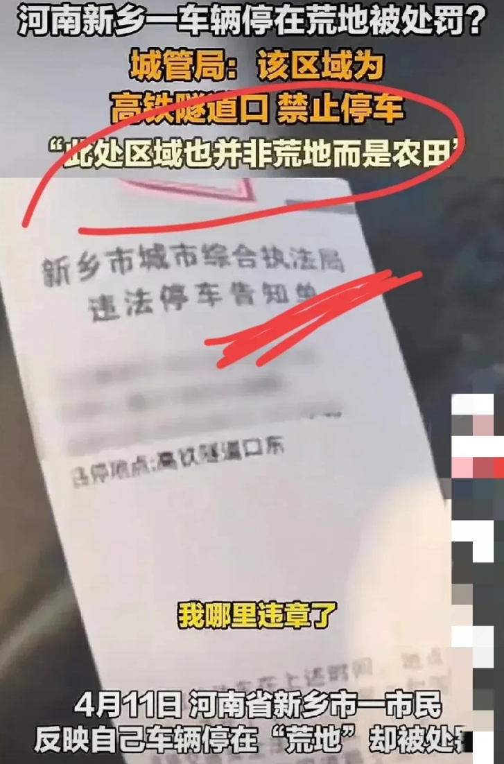 近日，河南新乡有一名车主，把自己的车停在了一处荒地，转头回来突然看到自己的车被贴