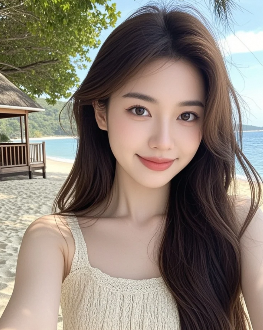 白裙子配蓝天，你觉得我美吗？