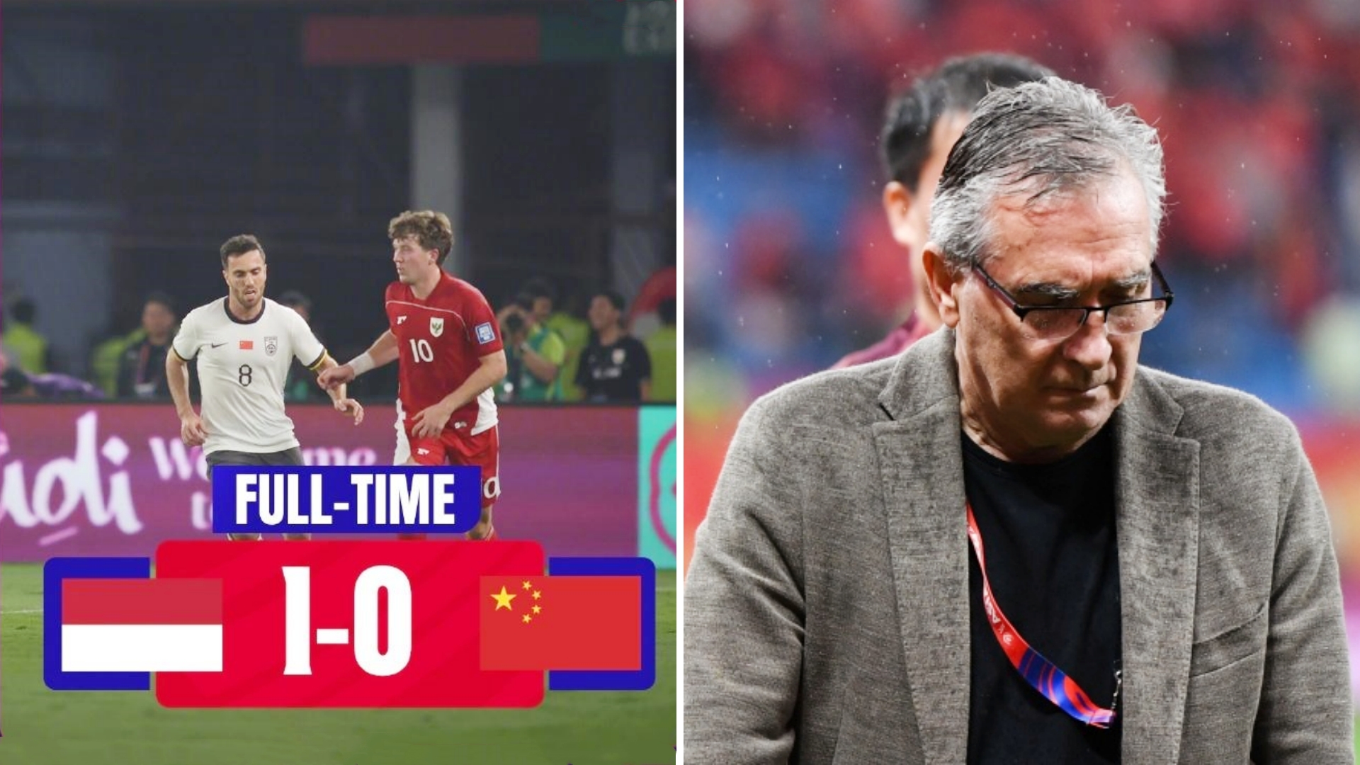 世预赛：国足0-1负于印尼，4连败提前1轮无缘2026美加墨世界杯。
国足在不敌