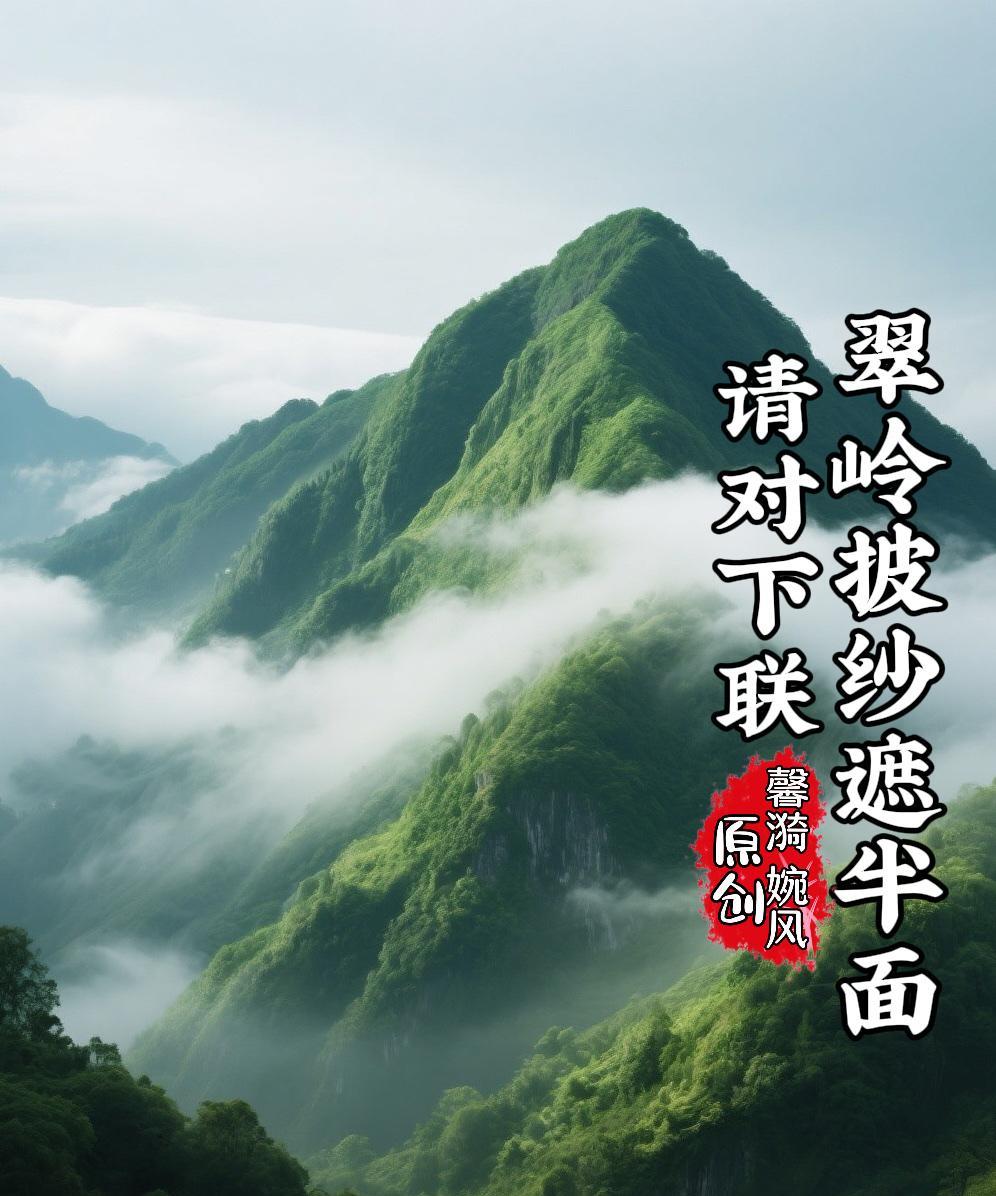 上联：翠岭披纱遮半面；
下联：？？
#馨漪婉风诗联# 
#妙笔生花创作挑战#
